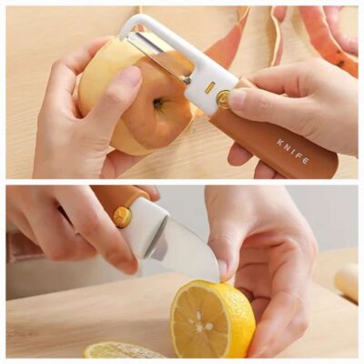 Stainless Steel 2 in 1 Fruit cutting Knife with Peeler (random color)